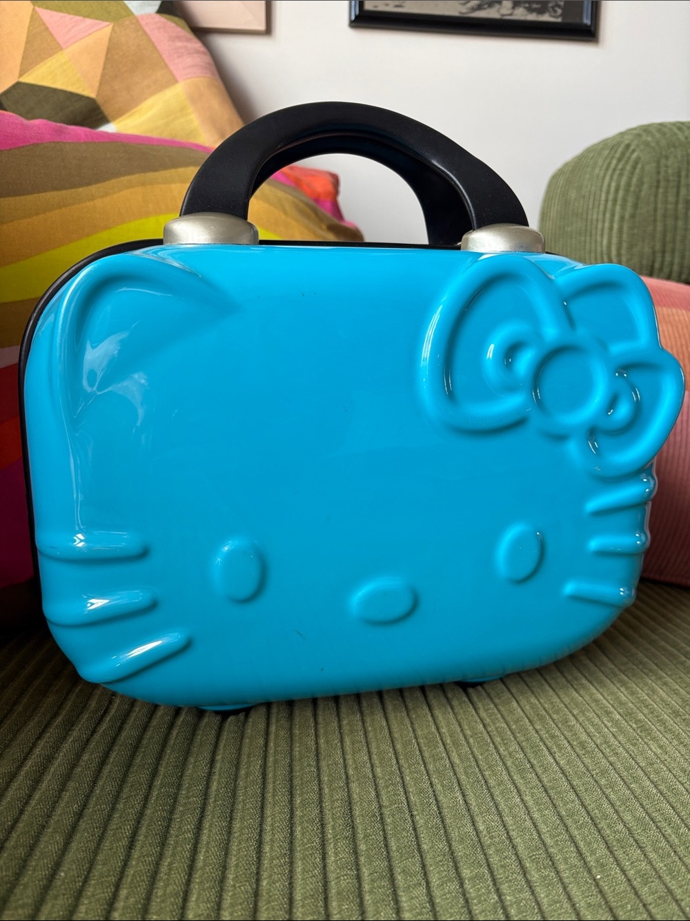 Blue Sanrio Hello Kitty Face Hard Shell Luggage Travel Vanity Case